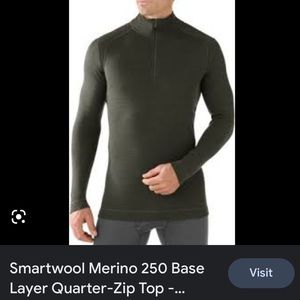 Smartwool Merino Wool 1/4 zip Baselayer 250, Green